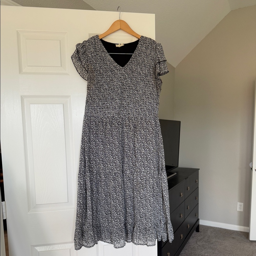 Black & White Floral Midi Dress